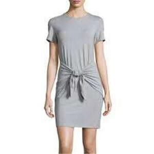 Theory Dress Womens Medium Gray Short Sleeve Tshirt Tie Comfort Stretch Travel